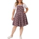 thumbnail image 1 of Overoles elegantes y chic de cuadros para mujeres de tallas grandes Agnes Orinda, faldas midi de moda 2X rojo y blanco, 1 of 6