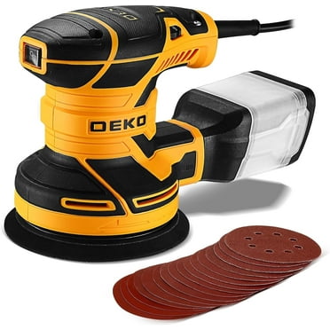 DEKO Electric Sander with 16 Sandpapers, 14000RPM, 5-Inch, High Performance Dust Collection - For Woodworking