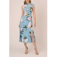 thumbnail image 3 of Adrianna Papell Tie Neck Sleeveless Zipper Back Floral Print Slit Side Crepe Dress-BLUE MULTI / 0, 3 of 4