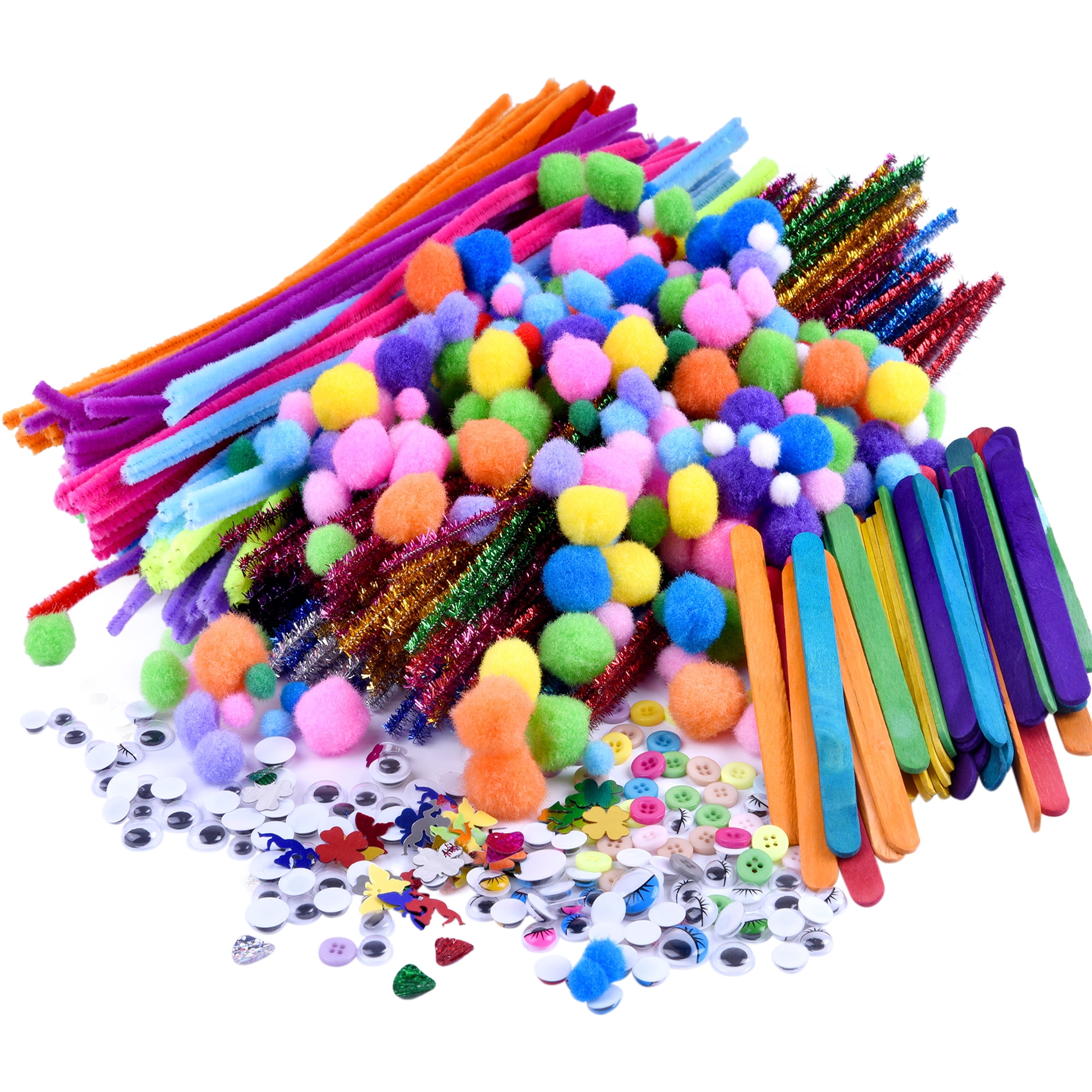 FUNZBO Arts and Crafts Supplies for Kids - 1200+ pcs Craft Supplies, Craft  Kits with Pipe Cleaners, Pom Poms for Crafts & Gloogly Eyes, Crafts for