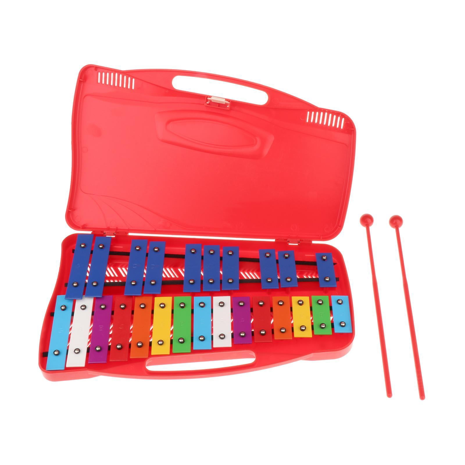 LeeQinersw Colorful Glockenspiel Xylophone Percussion Instrument Iron Keys with Case And Red