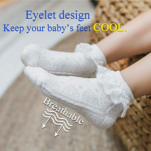 Mini Angel Baby Lace Socks Baby Girl Double/Eyelet Lace Ruffle Frilly Socks for Newborn Infant and toddlers Gift Set 