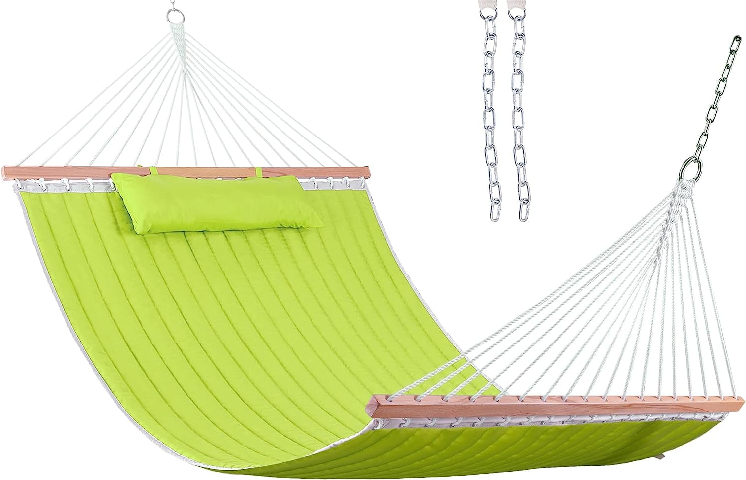 12 FT Double Quilted Fabric Hammock with Spreader Bars and Detachable