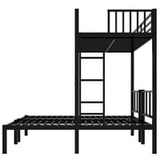 Triple Bunk Beds, Metal Twin XL over Twin & Twin Bunk Bed for 3, Triple Bunk Can be Separated into 3 Beds (Black)
