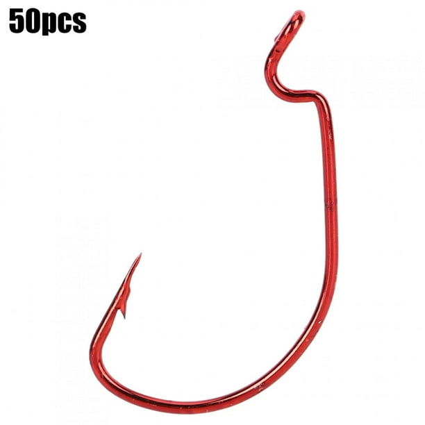 Rdeghly Crank Worm Hook,Fishing Hook,50Pcs Red Nickel Crank Worm