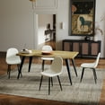 thumbnail image 1 of Homy Casa 63 Inch Walnut Dining Table Set, 4 Chairs with Beige Upholstery, Metal Base for Kitchen or Dining Room, 1 of 8
