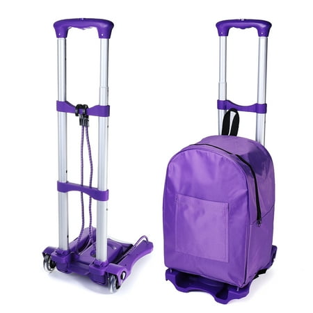 Hand Truck and  Moving Dolly Trolley with Bag Adjustable Aluminum Folding Hand Cart up to 40KG Capacity with PU Rubber Wheels