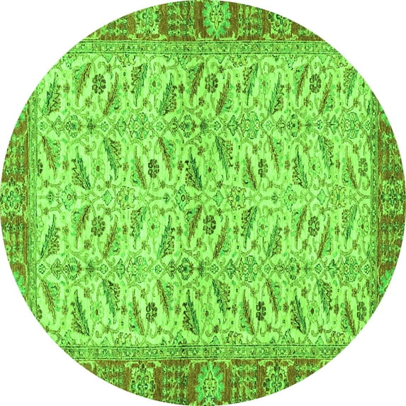 Ahgly Company Indoor Round Oriental Green Traditional Area Rugs, 3' Round