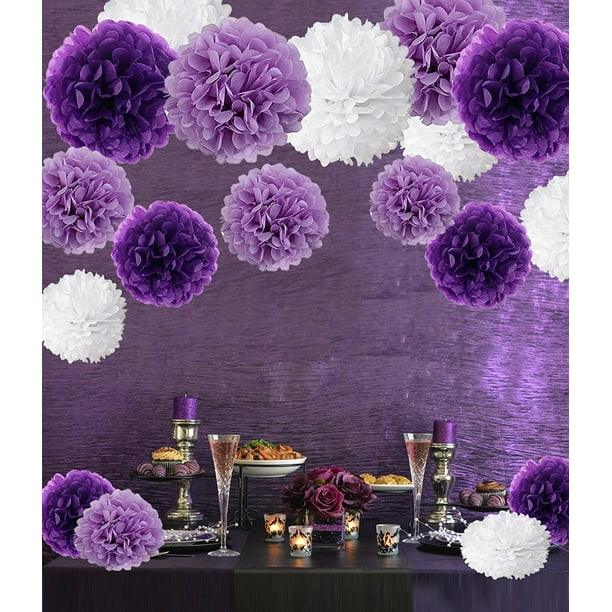 Lot De 20 Pompons Décoratifs En Papier De Soie - Crème Kaki Or Blanc Pour Mariage Anniversaire Fête
