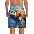 thumbnail image 3 of KLL Colorful Underwater Sea Turtle Men's Casual Summer Beach Shorts Hawaiian Shorts with Pockets-Medium, 3 of 5