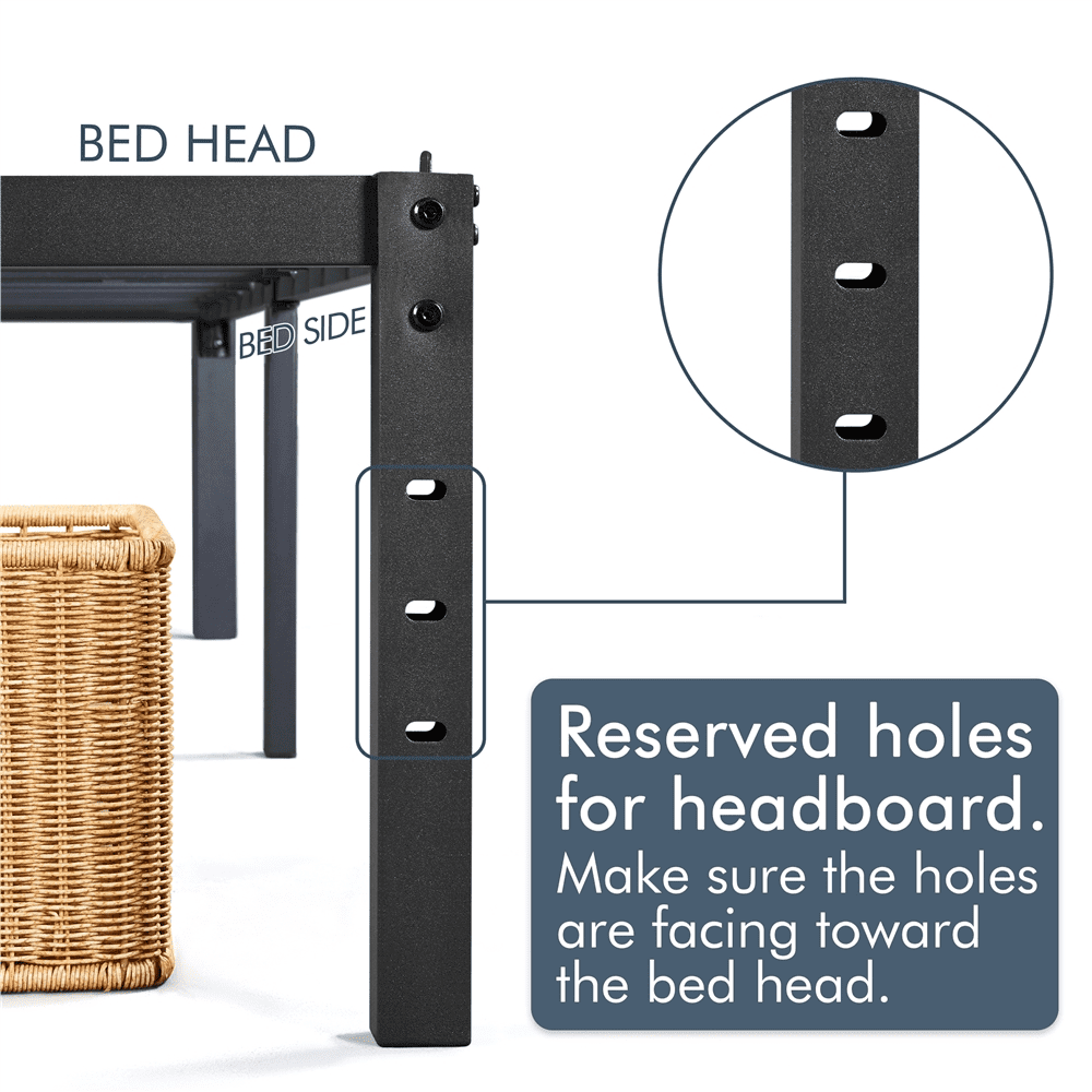 Fullfurnique Metal Platform Bed Frame with Heavy Duty Steel Slat Support, Twin, Black