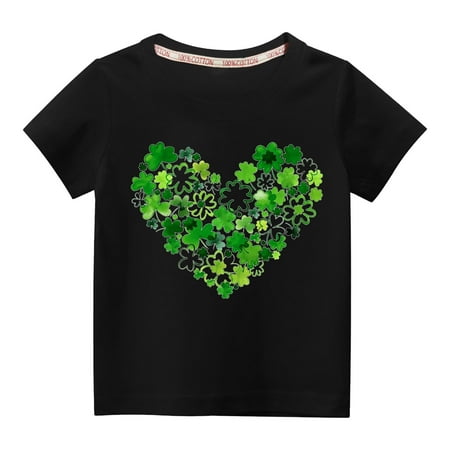 

Jacenvly Children s St. Parikh s Day Gift Toddler Kids Boys Girls Fashion Cute Round Neck Print Short Sleeve Top Cotton Comfortable Soft Colorfast Cute Stylish Easter Gifts for Kids