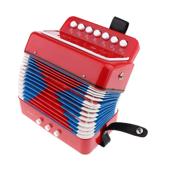 7 keys accordion educational musical instrument toy for kids beginners Red