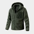 thumbnail image 3 of Mens Plain Fleece Jacket Zip-Up Pocket Work Outdoor Warm Hooded Coat Reversible, 3 of 8