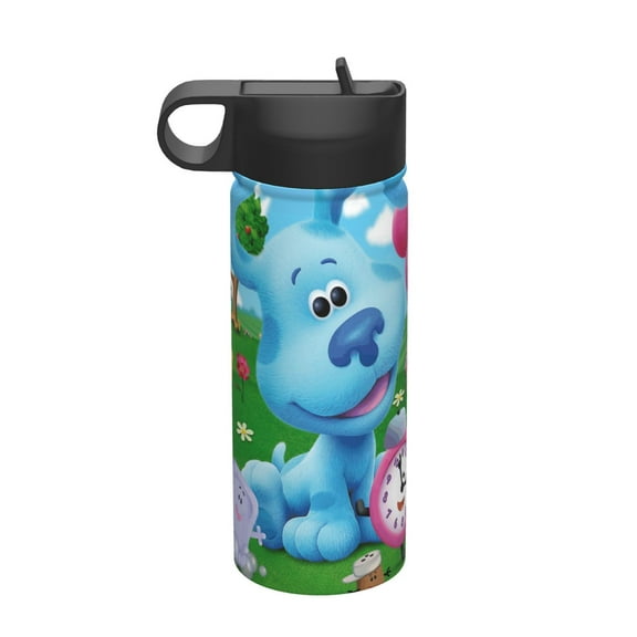 Blue's Clues Kids Insulated Water Bottle With Straw - 18 Oz Stainless Steel Double Wall Vacuum Cup, Leakproof, Bpa Free, Suitable For Boys And Girls