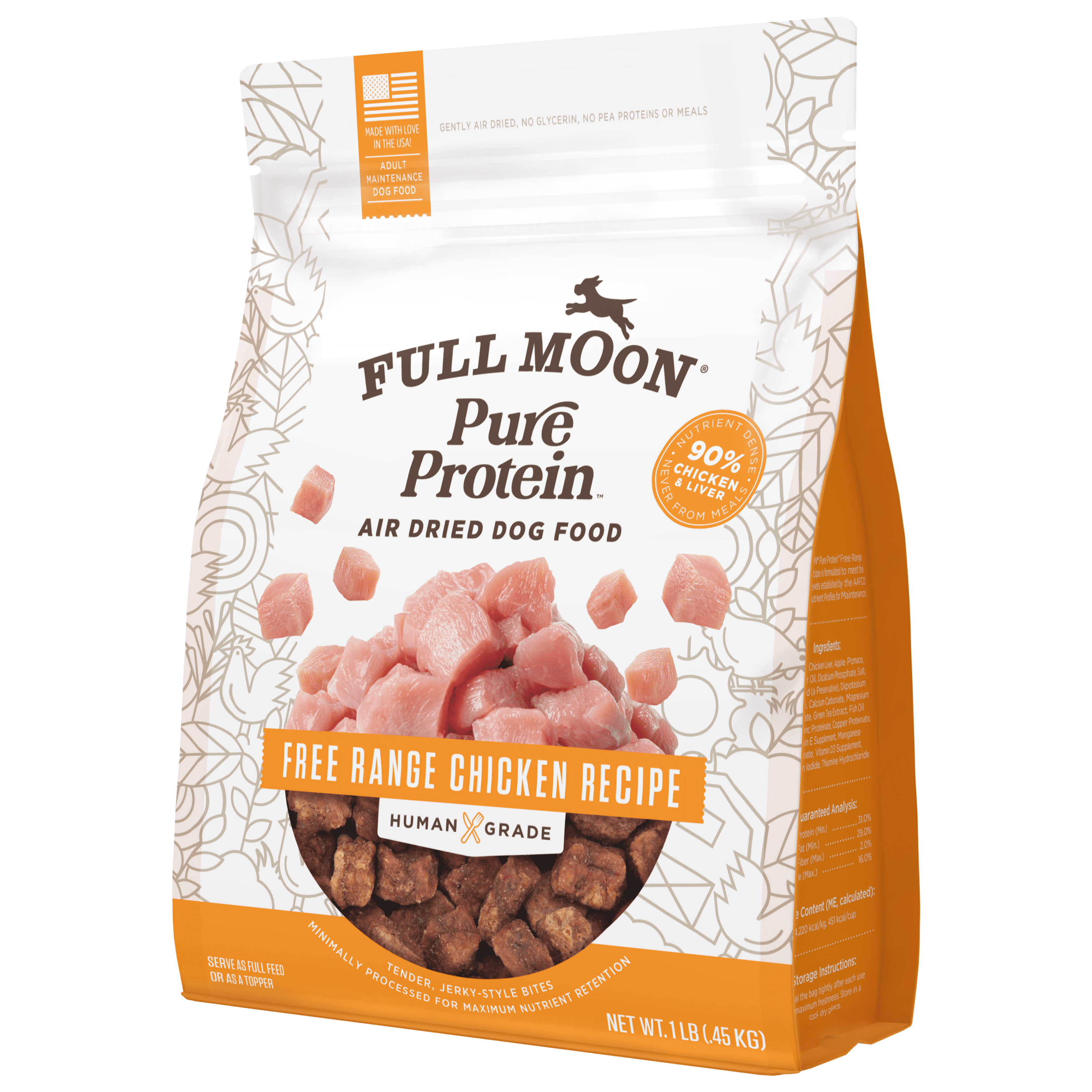 (5 pack) Full Moon Air Dried Chicken Dog Food (Premium Feed, 16 Ounces)