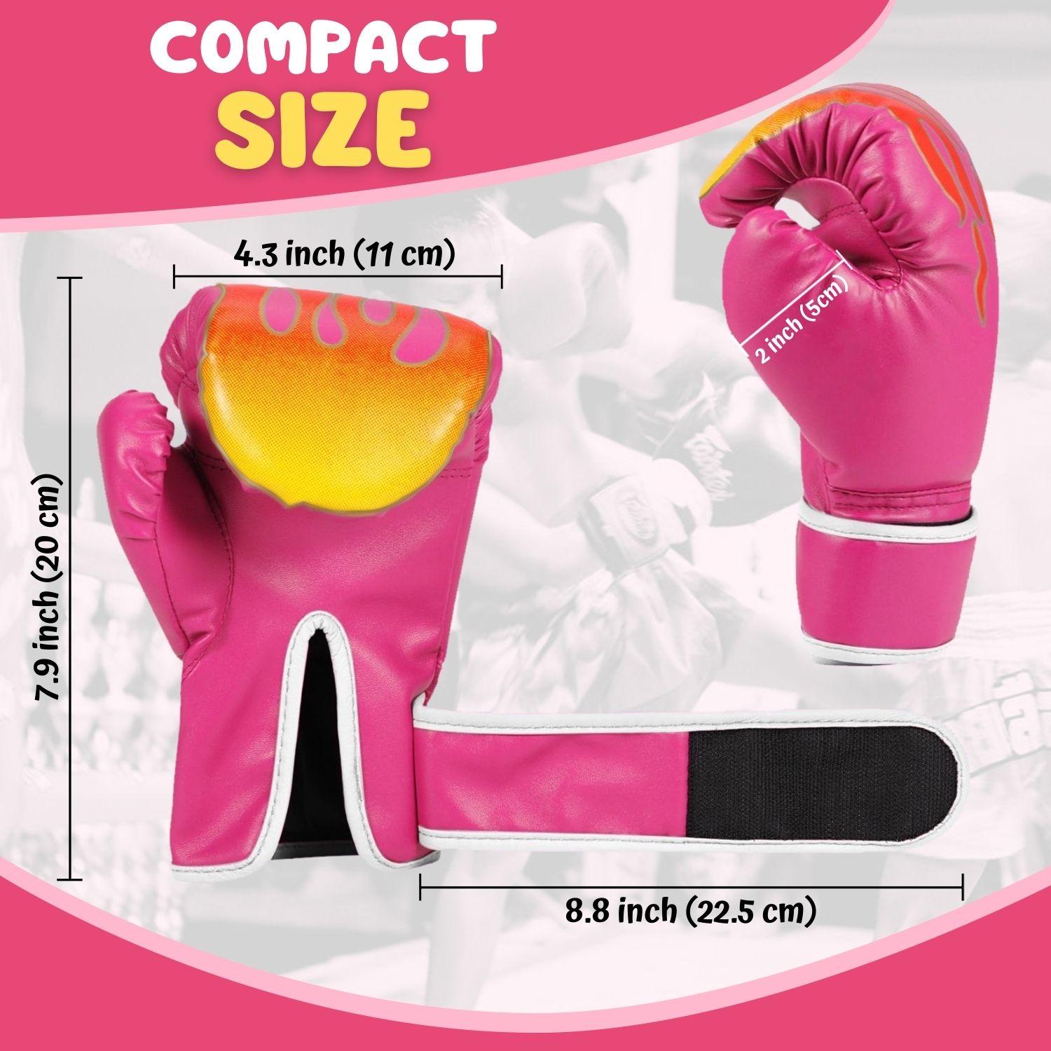 Kids Boxing Gloves For 3 to 8 Years, 4 oz Fire Pink Boxing Gloves for Children Sparring Youth Boxing Gloves Junior Training Mitts Punching Bag Gloves for KickBoxing, MMA, Muay Thai, Training