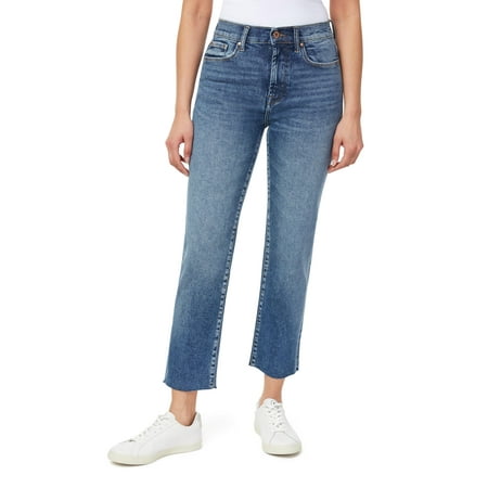 kensie Jeans Women's The Allie High-Rise Slim Straight Raw Hem 27-Inch Inseam, Laguna, 0