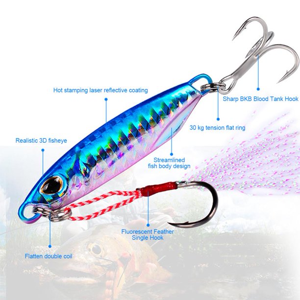 3uds. Señuelo de pesca 30g 65mm mar Metal lentejuelas placa de hierro fundido largo (LF094C)