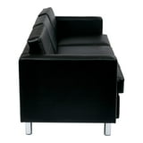 OSP Home Furnishings Pacific Easy-Care Black Faux Leather Sofa Couch ...