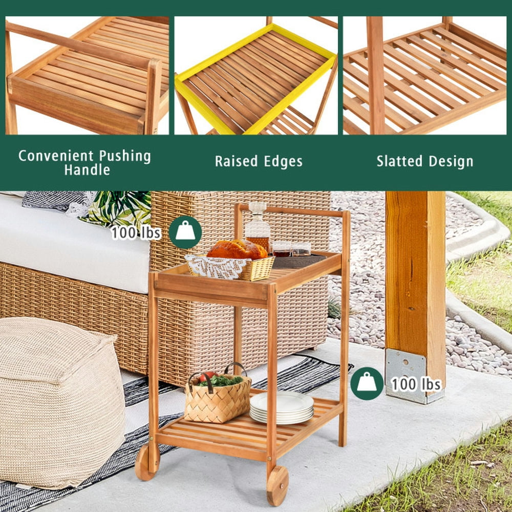 Finihen Rolling Cart, Kitchen Island Cart, 2-Tier Rolling Kitchen Island Serving Cart with Legs and Handle, for Kitchen, Dining Room, Natural Finihen Rolling Cart, Kitchen Island Cart, 2-Tier Rolling Kitchen Island Serving Cart with Legs and Handle, for Kitchen, Dining Room, Natural