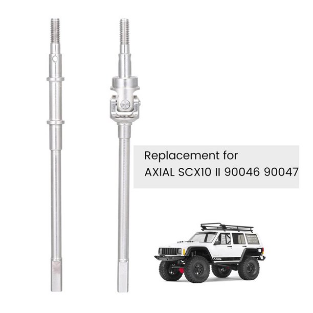 Gwong Juguete Eje de transmisión posterior delantera de acero inoxidable de 2pcs para 1/10 RC COCE SCX10 II 90047 90046 Gwong 30005758