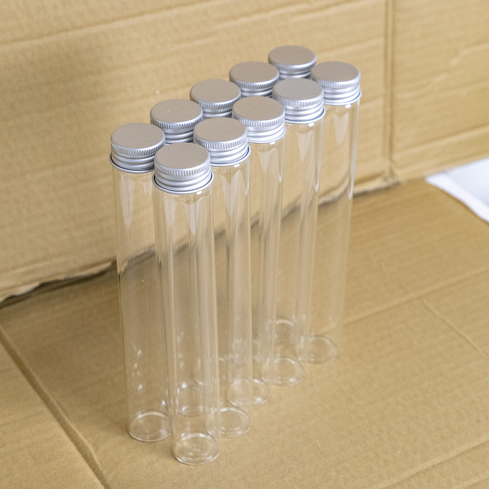 Transparent Bottle with Aluminum Cover 110ml Glass Jars Idea for Wedding Small Wishing Bottles Wholesale 6pcs