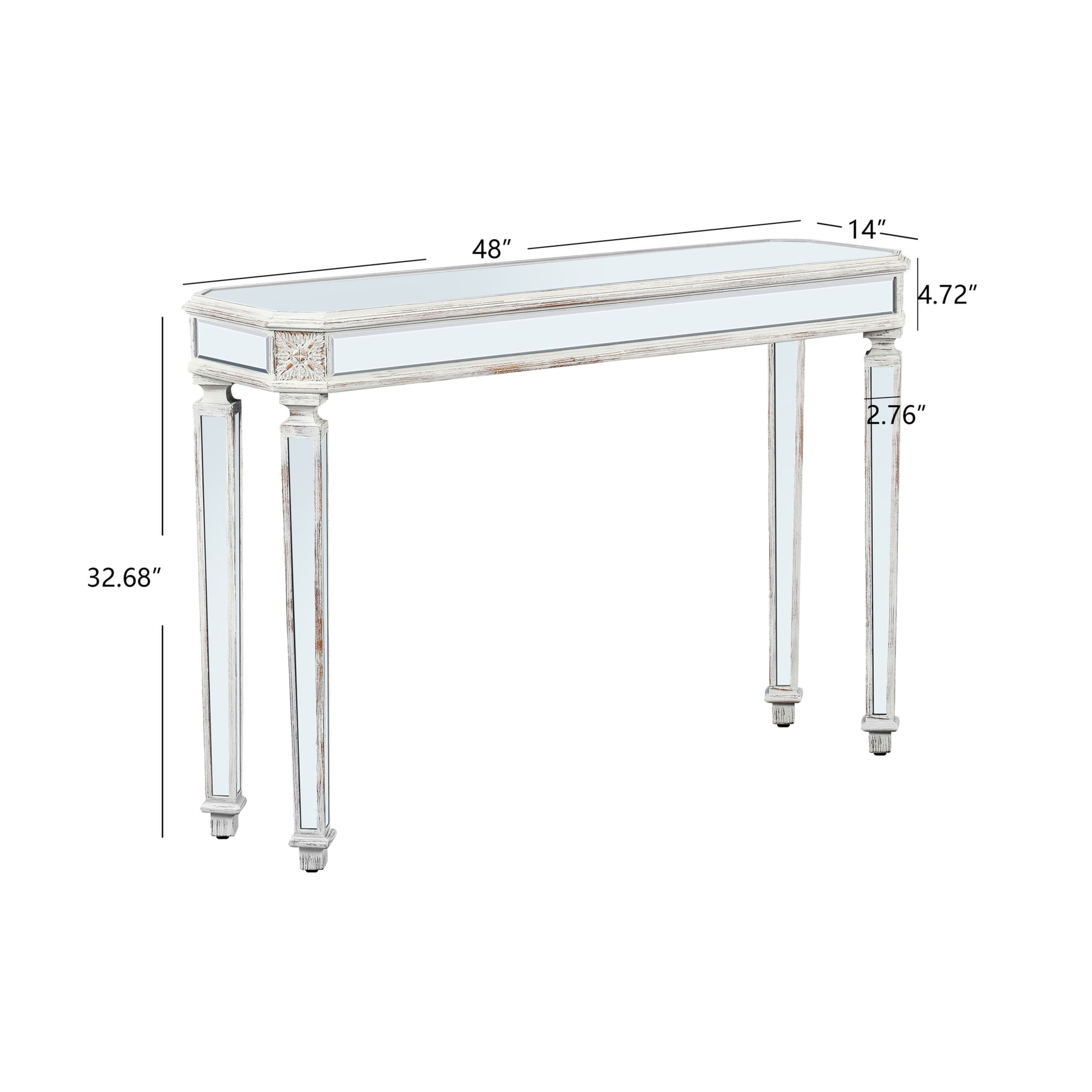Noble House Mirror Console Table Vintage Wood Grain Carving Process Gorgeous and Noble for Entryway, Sofa Table,Living Room, Oak+Silver