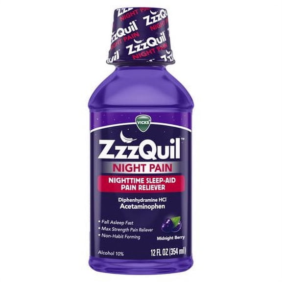 ZzzQuil Nighttime Pain Relief Sleep Aid Liquid, (Pack of 5)