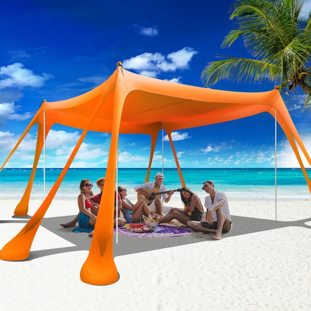 Carpa de playa con dosel VIONMI, 3 x 3 m, UPF50+, sombra portátil