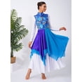 thumbnail image 4 of YiZYiF Women Print Sleeveless Liturgical Praise Dance Worship Tunic Chiffon Asymmetrical Dress Blue XXL, 4 of 7