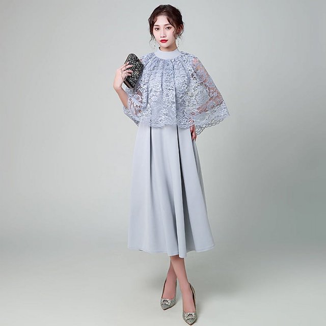 Robe de Soirée station Européenne Femme 2024 Nouvelle Robe Bleu Marine Usuelle Longue Robe Annuelle