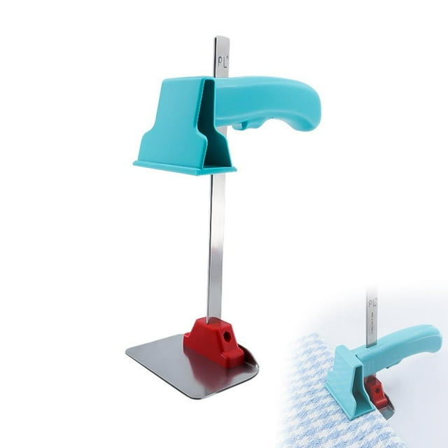 Sewing Fabric Clamp With Adjustable Height And Steel Base For Cutting And Quilting In Blue