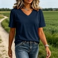 thumbnail image 7 of VBVC Women's V Neck Short Sleeve T-Shirt , Ladies' Loose Fit Breathable Casual Tee , Lightweight Basic Summer Tops For Women,Navy,S-2XL, 7 of 7