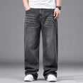 thumbnail image 2 of JTSRKL Mens Big & Tall Denim Bottoms Elastic Waist Button Pocket Classic Jeans Loose Relaxed Loose Fit Casual Versatile Trousers, 2 of 7