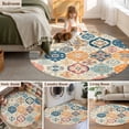 thumbnail image 6 of Boho Morocco Large Area Rugs for Bedroom Living Room, Soft Non Slip Carpet Bedside Rug, Retro Farmhouse Ethnic Neutral Aesthetic Round Floor Cover Kitchen Accent Rug 3' for Dining Room/Office, 6 of 9