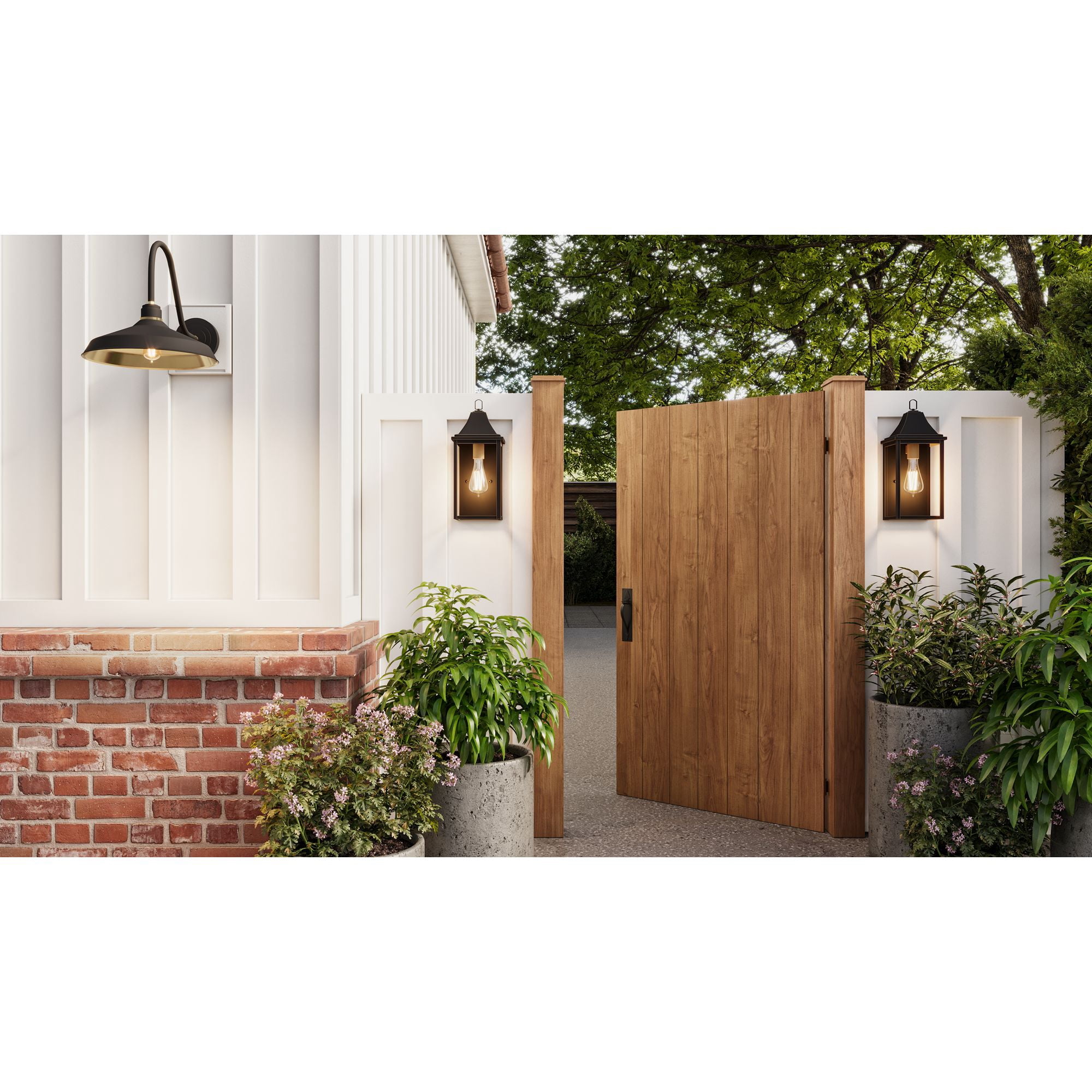 John Timberland Sunderland Vintage Outdoor Wall Light Fixture Black Warm Gold 18 1/2" Clear Glass Panels for Post Exterior Barn Deck House Porch Yard