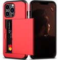 thumbnail image 1 of KOMI pour iPhone 13 Pro Étui avec Porte-Cartes [Ranger 5 Cartes] Double Couche Robuste Antichoc Étui Portefeuille iPhone 13 Pro avec Fente pour Carte Cachée Grand Étui de Rangement pour iPhone 13 Pro (Rouge), 1 of 5