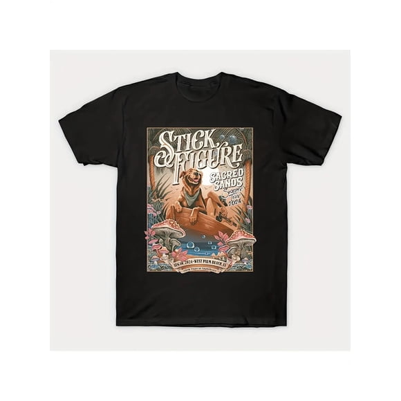T-shirt Homme Stick Figure Summer Tour 2024 Officiel du Groupe Merch avec Impression Graphique Surf & Musique