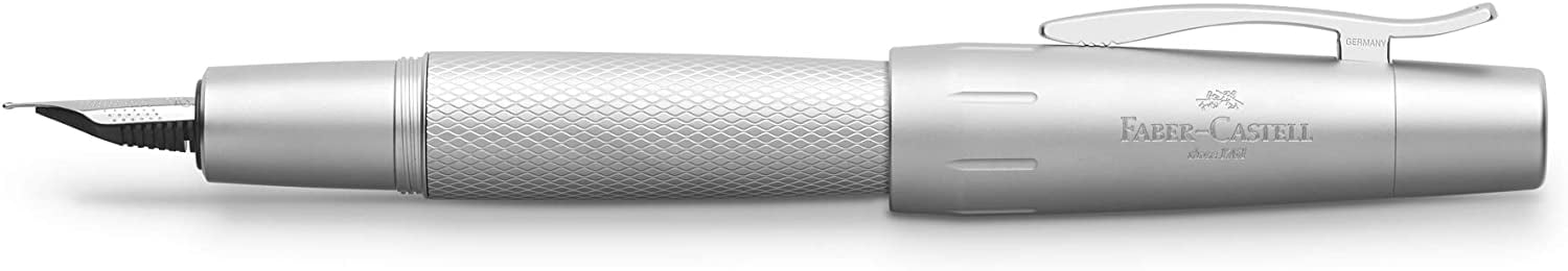 Faber-Castell e-motion Fountain Pen, Pure Silver - Medium - FC-148670