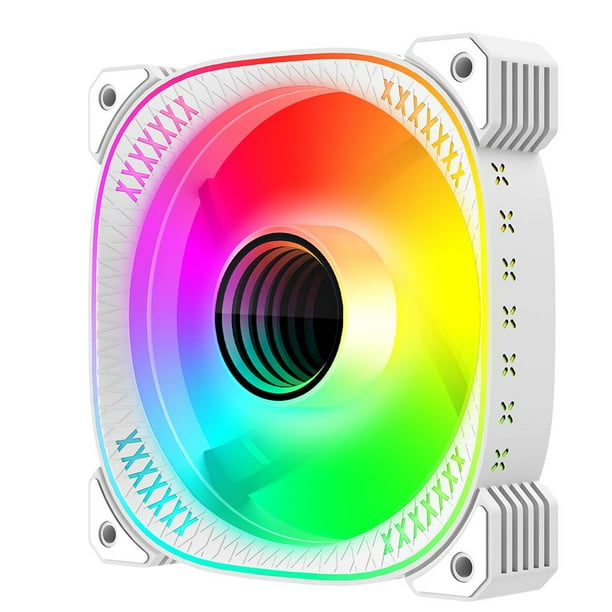 4 uds. Caja de ventilador direccionable RGB 6PIN 5V ARGB ventiladores 12cm para escritorio (inverso) PC blanca