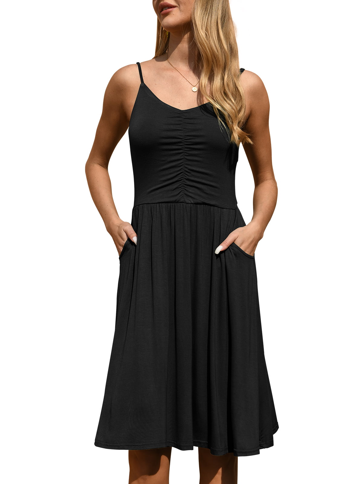 QINCAO Dresses for Women 2023 Sleeveless Summer Dress A Line Spaghetti ...