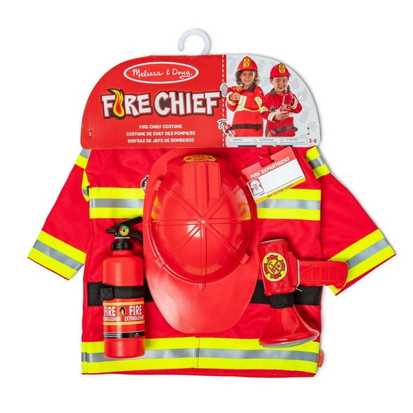 Melissa & Doug Fire Chief Costume Role Play Dress-Up Set (6 pcs)