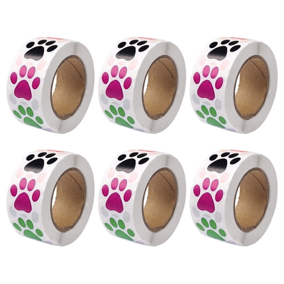 6 Rolls of Paw Print Tattoos Pet Dog Footprints Stickers Lovely Animal Decals Kids Toy Sticker