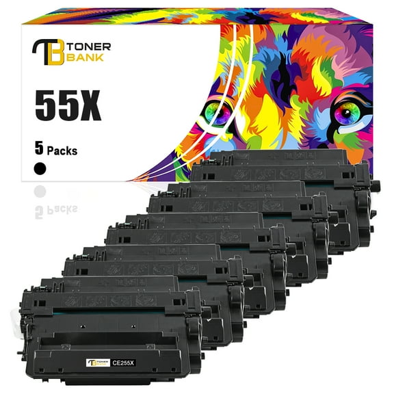 Toner Bank Compatible Toner Cartridge Replacement for HP 55X CE255X High Yield (Black, 5-Pack)