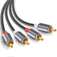 thumbnail image 1 of Type A 3m Dual RCA Male to Dual RCA Male Gold-plated Jack Connection Cable Nylon Braided Cord, 1 of 4