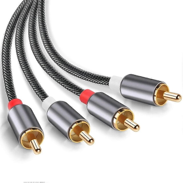 Type A 3m Dual RCA Male to Dual RCA Male Gold-plated Jack Connection Cable Nylon Braided Cord