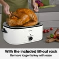 thumbnail image 6 of RoyalCraft 26 Quart Electric Turkey Roaster Oven Stainless Steel with Visible & Self-Basting Lid, White, 6 of 7