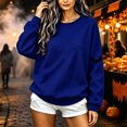thumbnail image 5 of TKLPEHG Womens Halloween Sweatshirt Fashion Halloween Graphic Long Sleeve Crewneck Loose Fit Fall Clothes Casual Comfy Pullover (Blue,L), 5 of 5