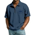 thumbnail image 3 of Kixjoy 250 Anniversary Usa Men's Shirt Short Sleeve Quarter Zip Collared T-Shirt Casual American Flag Print Tshirt Soft Lightweight Patriotic Shirts, Navy XL, 3 of 4